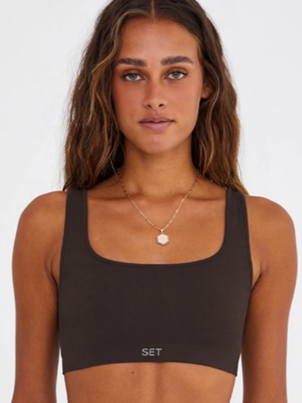 SET ACTIVE SCULPTFLEX BOX CUT BRA MEDIUM ESPRESSO